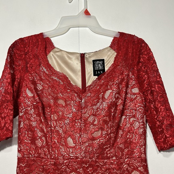 Womens Red Lace Dress Size 6 Mermaid Party Coquette Wedding‎ Guest Holiday Fairy - Picture 3 of 7